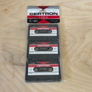 Vintage Certron C-60 Cassette Tapes 3 Pack Normal Bias Low Noise Unopened